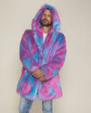 Hooded Men's Faux Fur Coat | Cotton Candy Bear | Made-To-Order