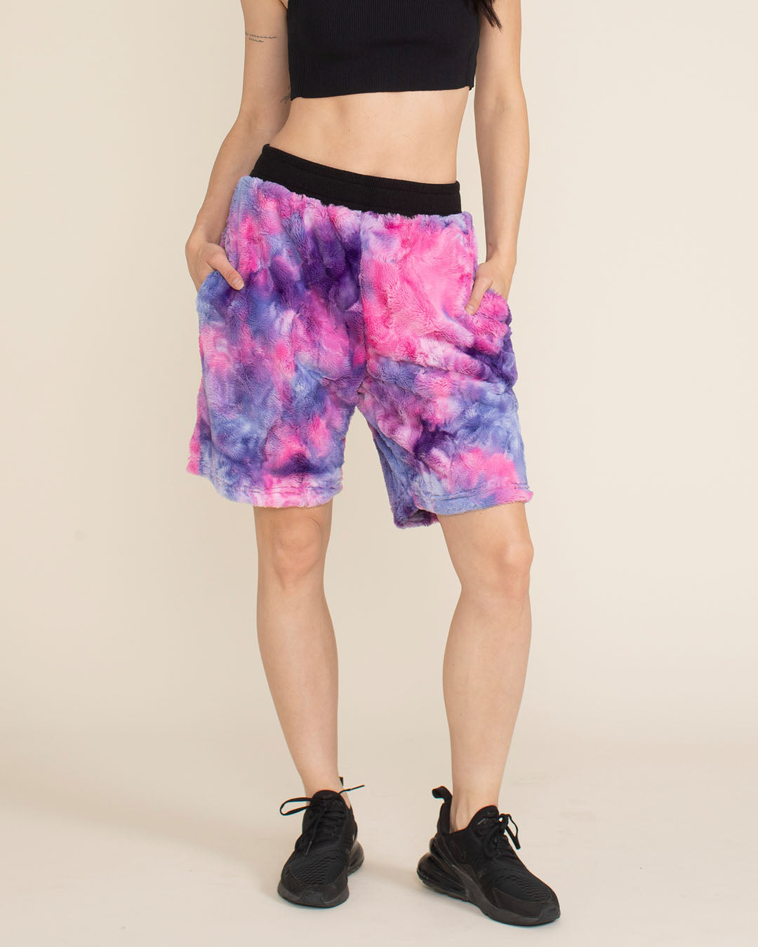 Cotton Candy Kitty Ultra Soft Faux Fur Sweat Shorts | Women's