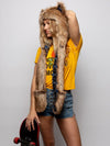 Woman wearing faux fur Collector Edition Coyote SpiritHood, side view 2