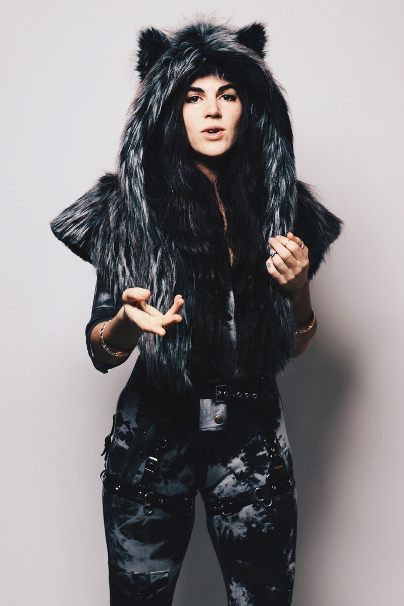 Hooded Faux Fur Shawl with Limited Edition Night Fox Design