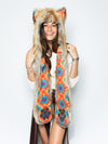 Woman wearing Desert Sunrise Fox CE Faux Fur SpiritHood, front view