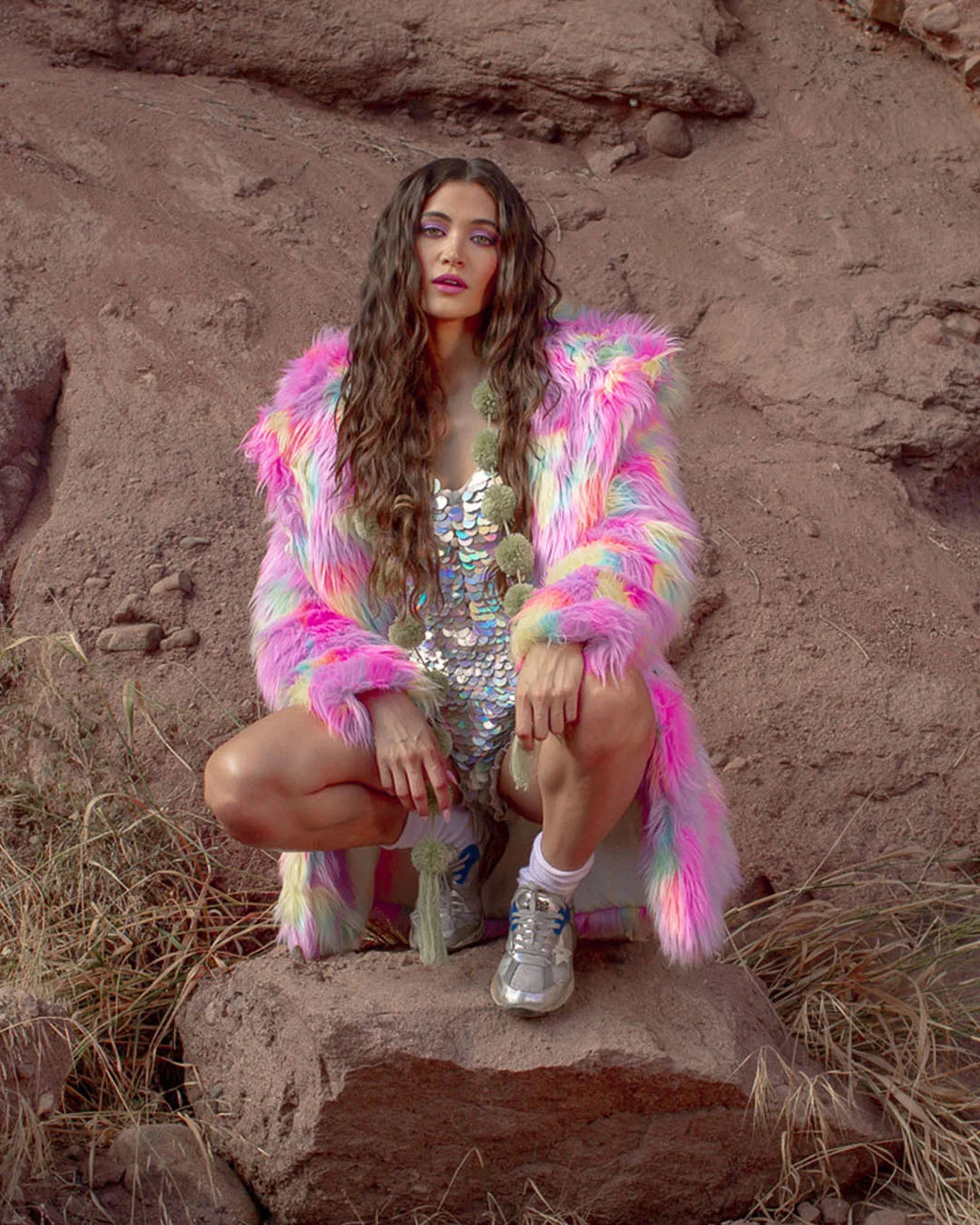 Colorful Faux Fur Coat Womens | Dreamland Cat - SpiritHoods Colorful Faux Fur Coat Womens | Dreamland Cat - SpiritHoods