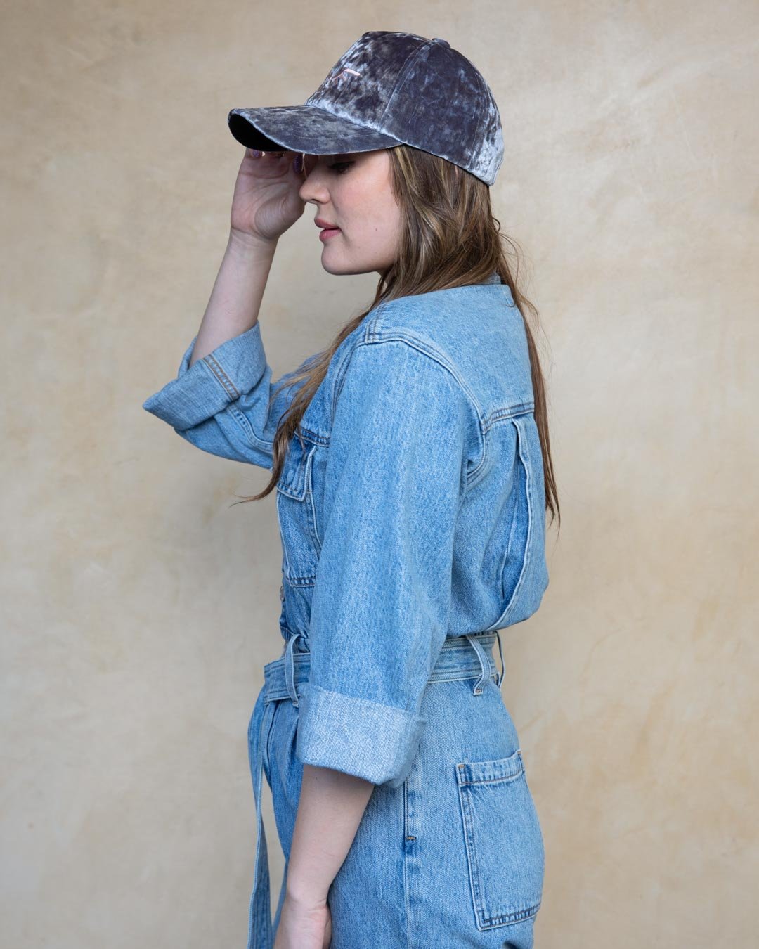 Phoenix Grey Velvet Baseball Hat | Women's