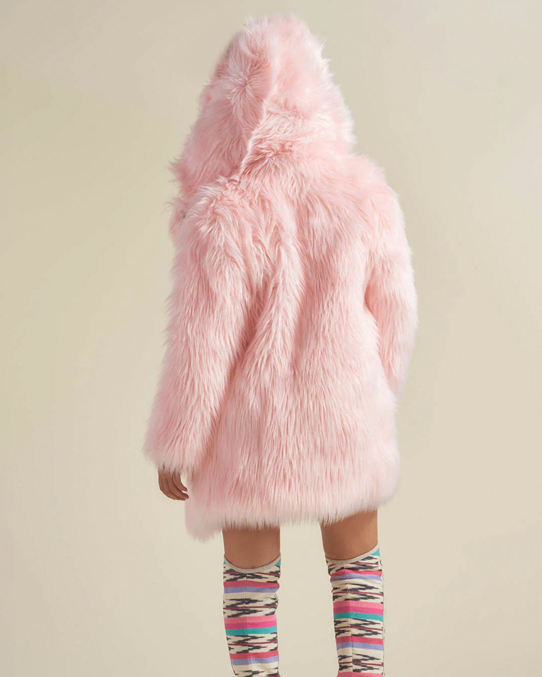 Hooded Women's Pink Faux Fur Coat | Flamingo Wolf | Made-To-Order