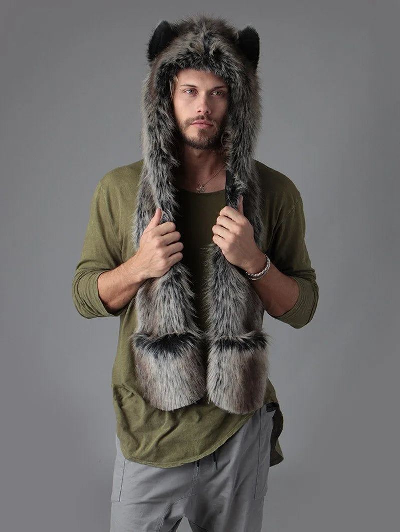 Grey Wolf Faux Fur Hood | Acrylic Faux Fur | SpiritHoods Grey Wolf Faux Fur Hood | Acrylic Faux Fur | SpiritHoods