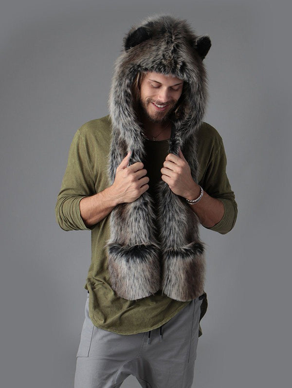 Grey Wolf Faux Fur Hood | Acrylic Faux Fur | SpiritHoods display picture 3