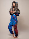 Grey Wolf Galaxy Faux Fur Onesie with Hood