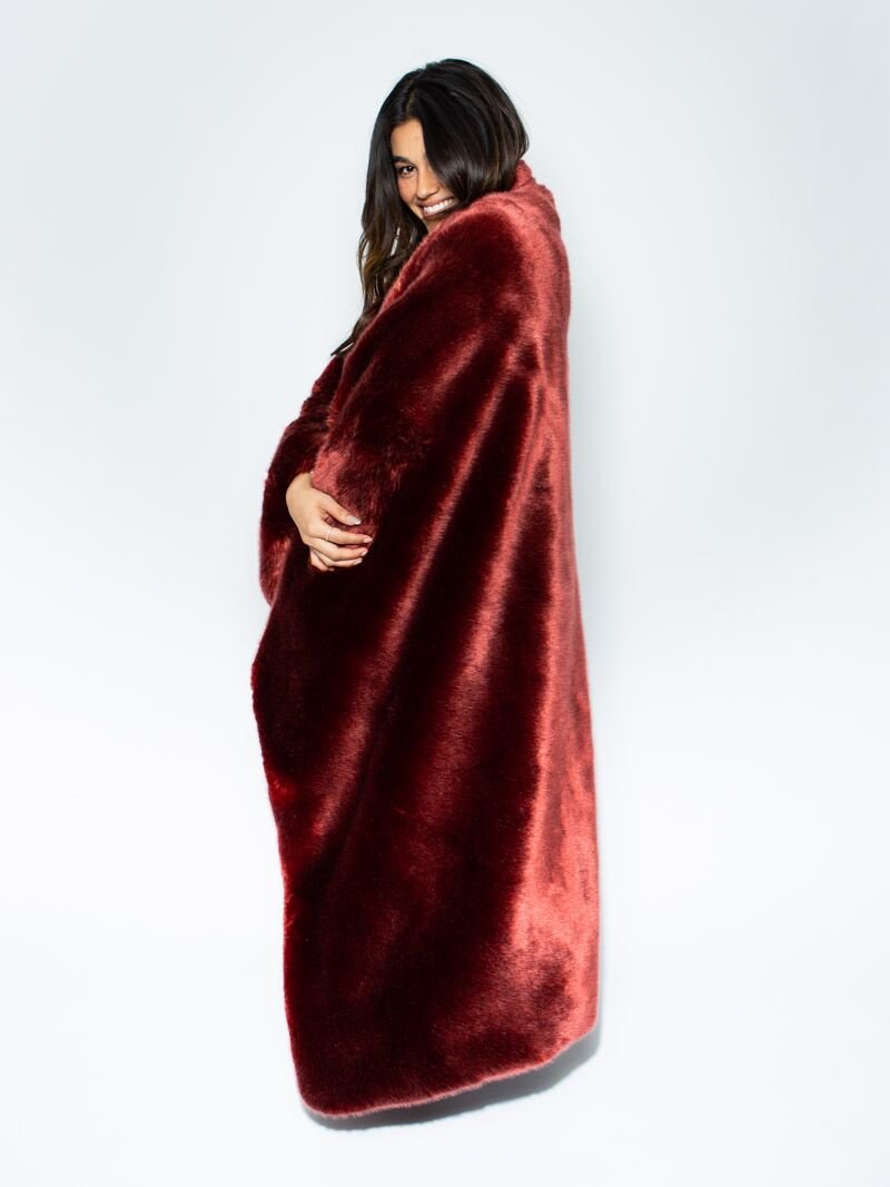 Red Luxury Garnet Galaxy Faux Fur Throw 