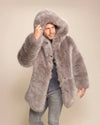 Top-rated festival fashion for men: The Grey Fox plush fake fur coat with an oversized hood and relaxed silhouette
