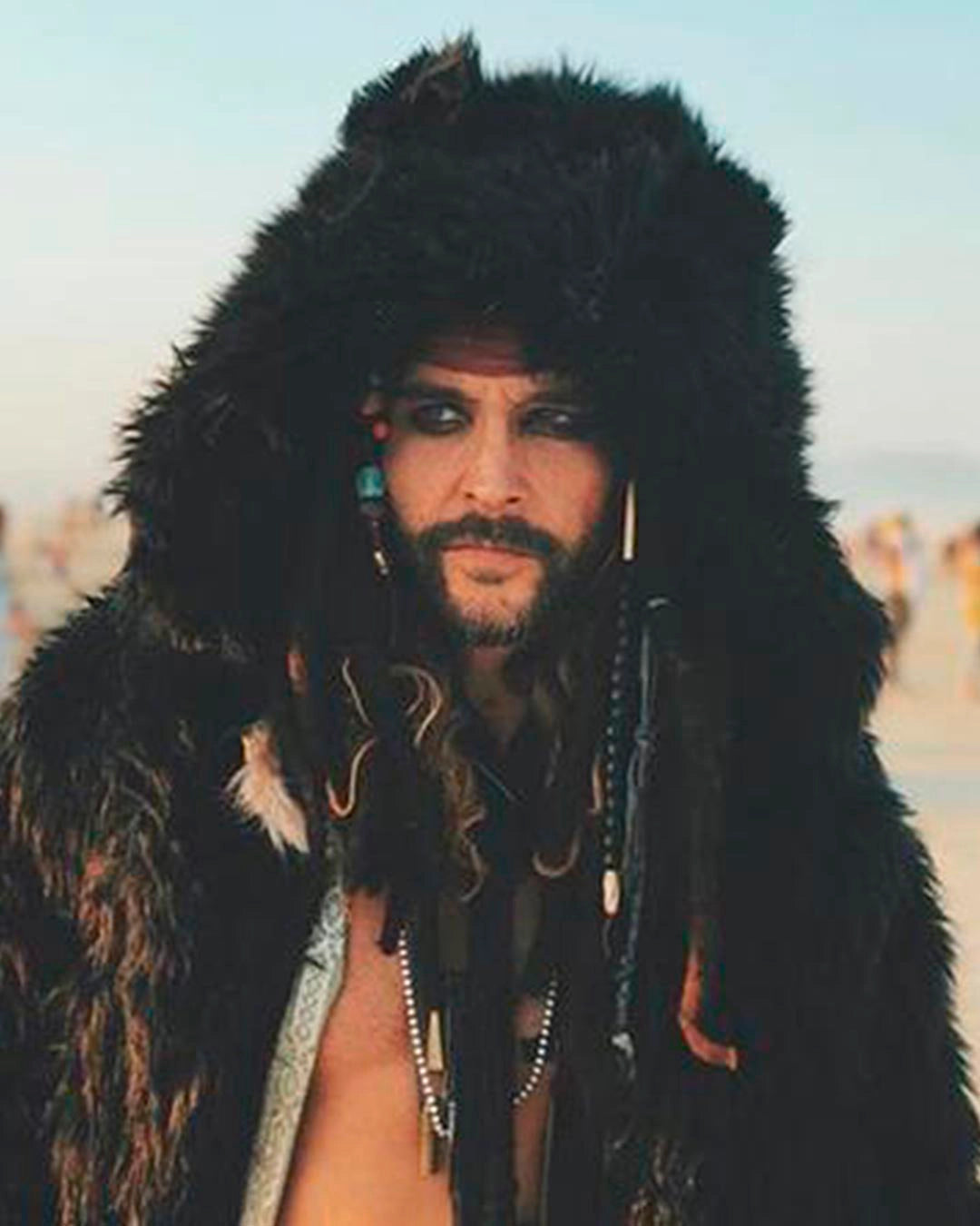 Classic Men's Faux Fur Coat | Black Wolf