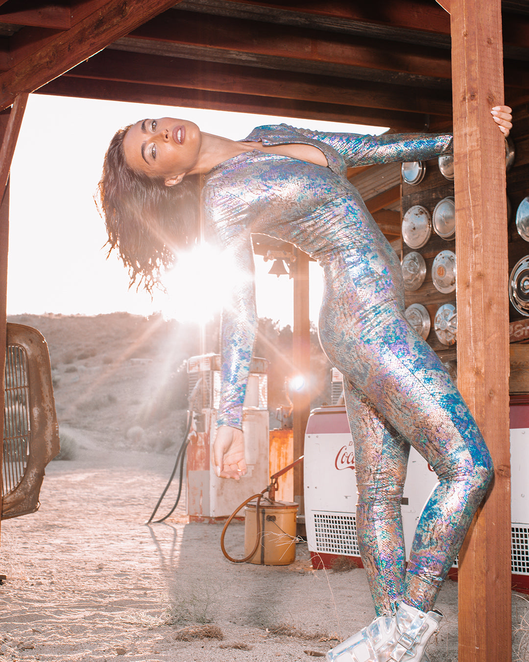Holographic Rainbow Snakeskin Foil Full Bodysuit | Women&#39;s