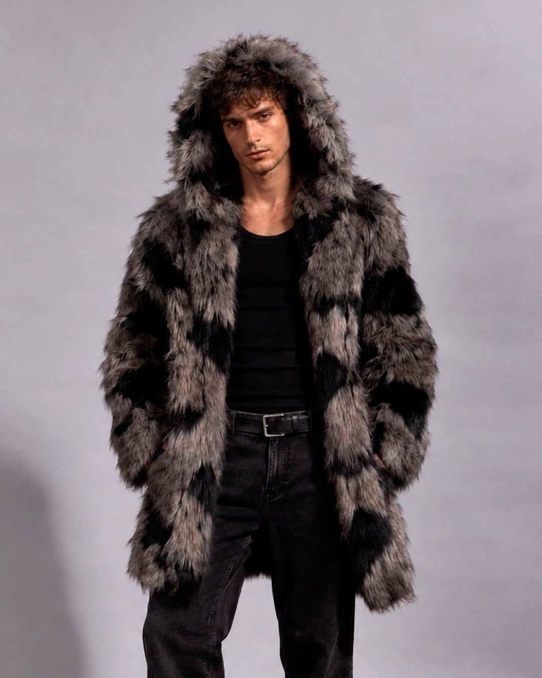 Hooded Men's Faux Fur Coat | Hyena *PRE-ORDER*