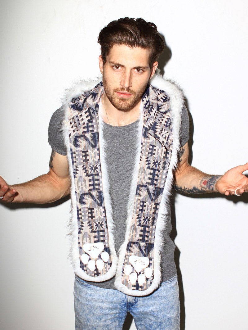 Man wearing faux fur Husky SpiritHood