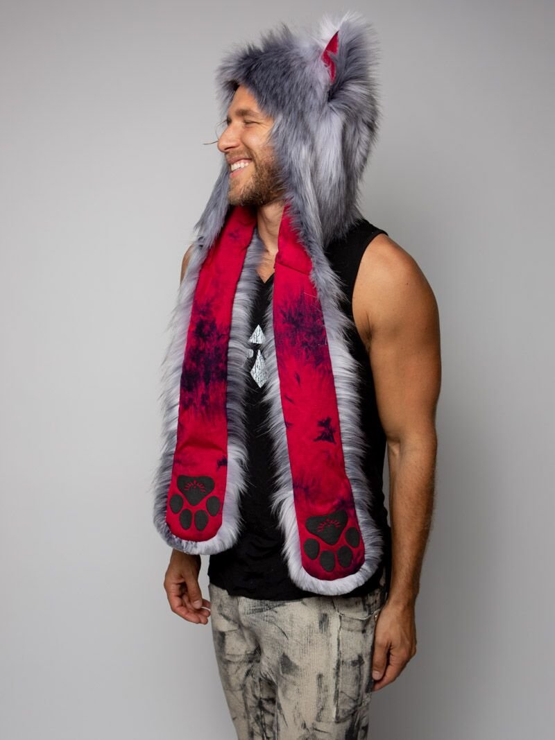 Man wearing faux fur CE Grey Fox SpiritHood