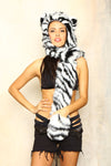 White Tiger Faux Fur with Hood