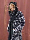Man wearing Tiger Classic Faux Fur Style Robe, side view 1