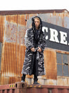 Man wearing Tiger Classic Faux Fur Style Robe, front view 1