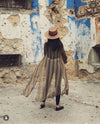 Unisex Kimono | Brown Striped Sheer
