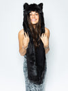 Black Wolf Infinity Hooded Faux Fur Scarf