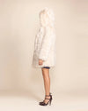 Top-rated festival fashion: women's white wolf faux fur coat with large hood, 4 pockets, and a relaxed fit.