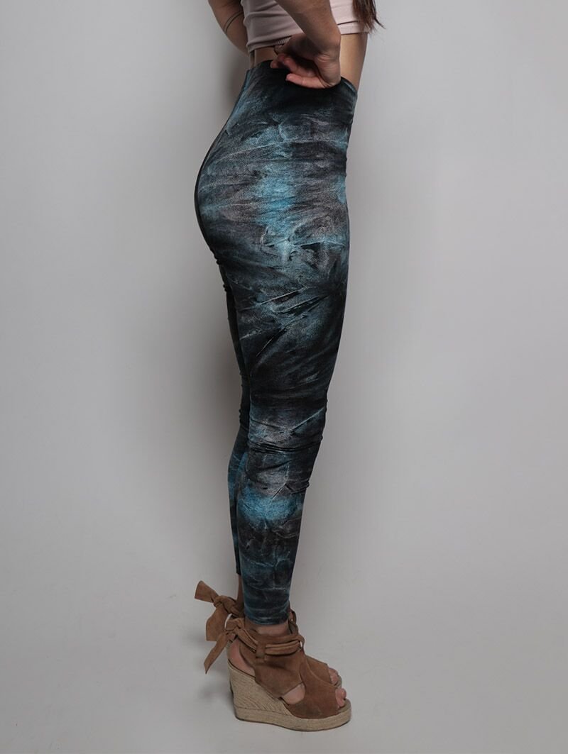Blue and Grey Shark Velvet SpiritHood Leggings on Female