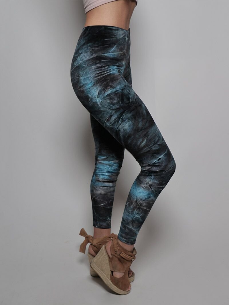 Blue and Grey Shark Velvet SpiritHood Leggings on Female