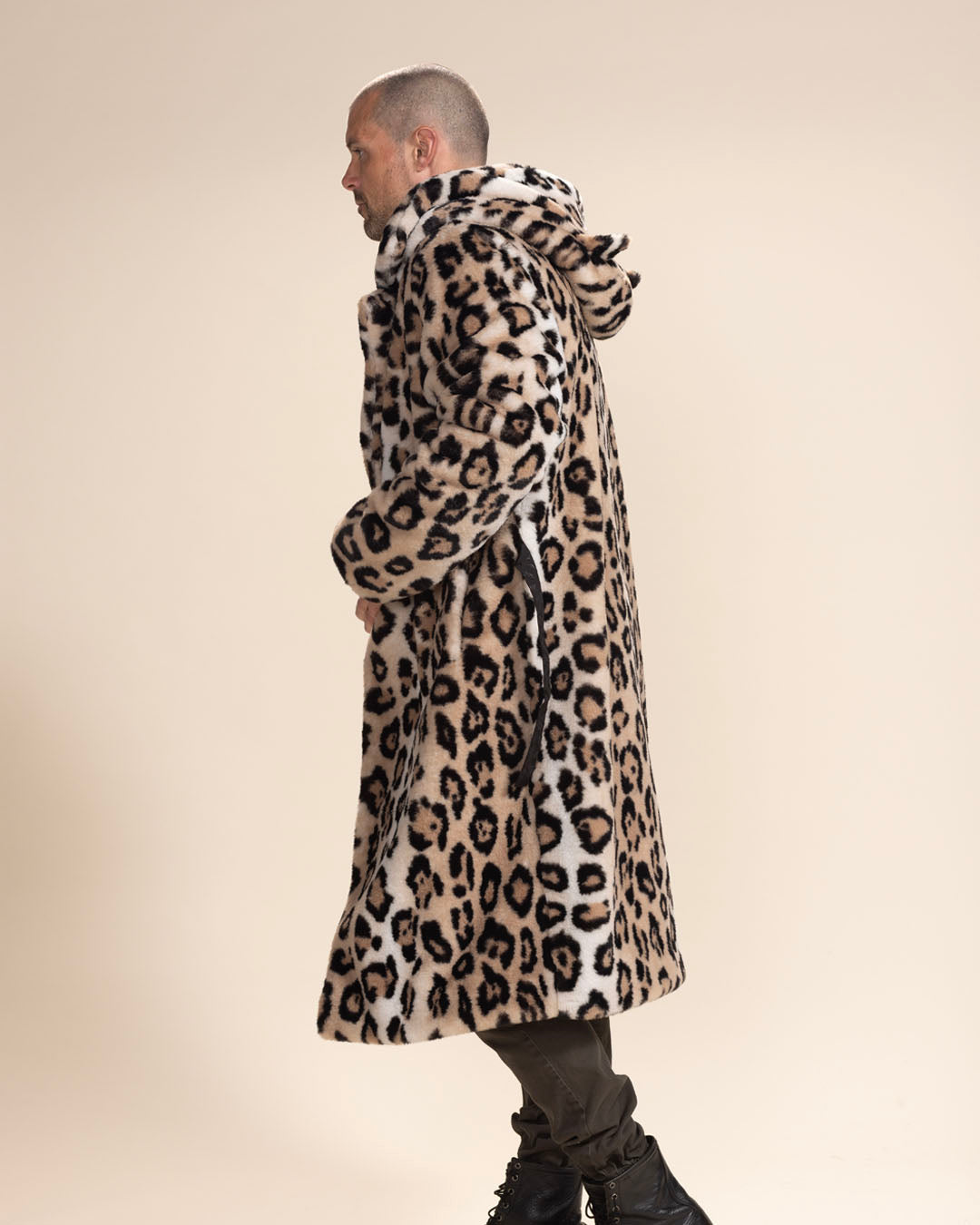 Arabian Leopard Classic Collector Edition Faux Fur Wrap Calf Length Coat | Men&#39;s