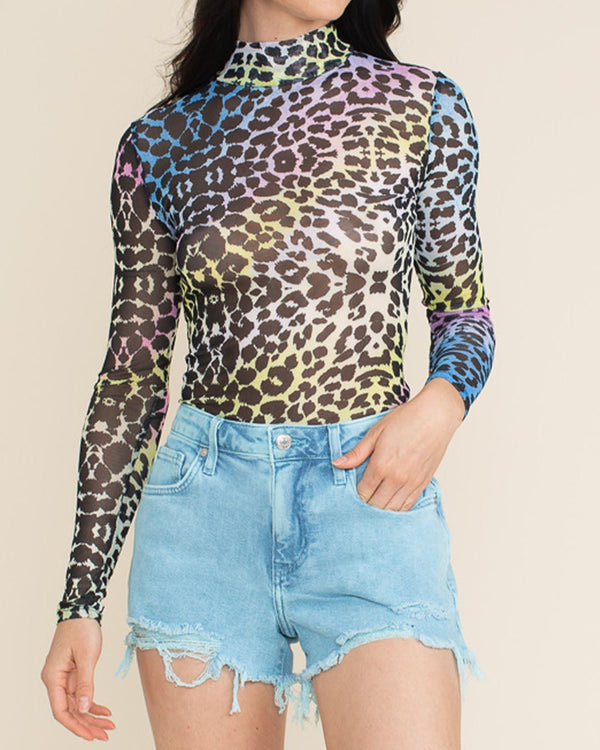 Mesh Bodysuit | Colorful Rainbow Panther - SpiritHoods
