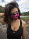 Neon Pink Copper-Threaded Face Mask in Zebra Design