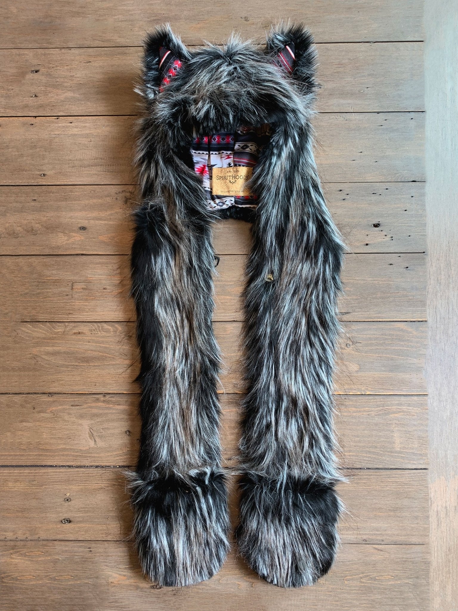 Grey and Black Limited Edition Night Fox Faux Fur SpiritHood 