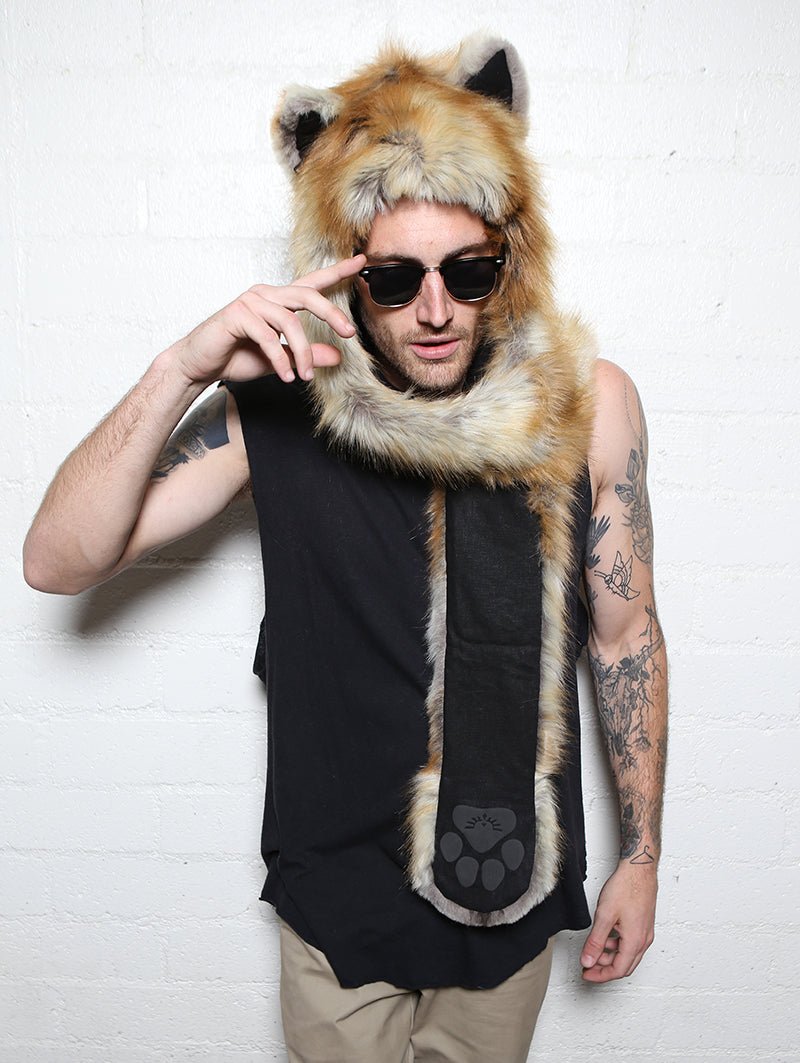 Grey Wolf + Red Fox Bundle Faux Fur with Hood
