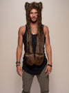 Man wearing faux fur Limited Edition Forest Fox Unisex SpiritHood, front view 2