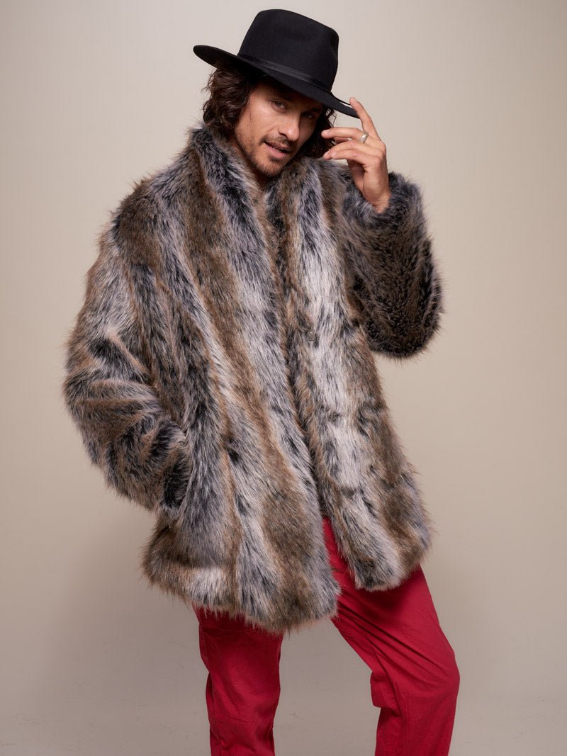 Grey Wolf Faux Fur Coat Timeless Elegance and Warmth SpiritHoods