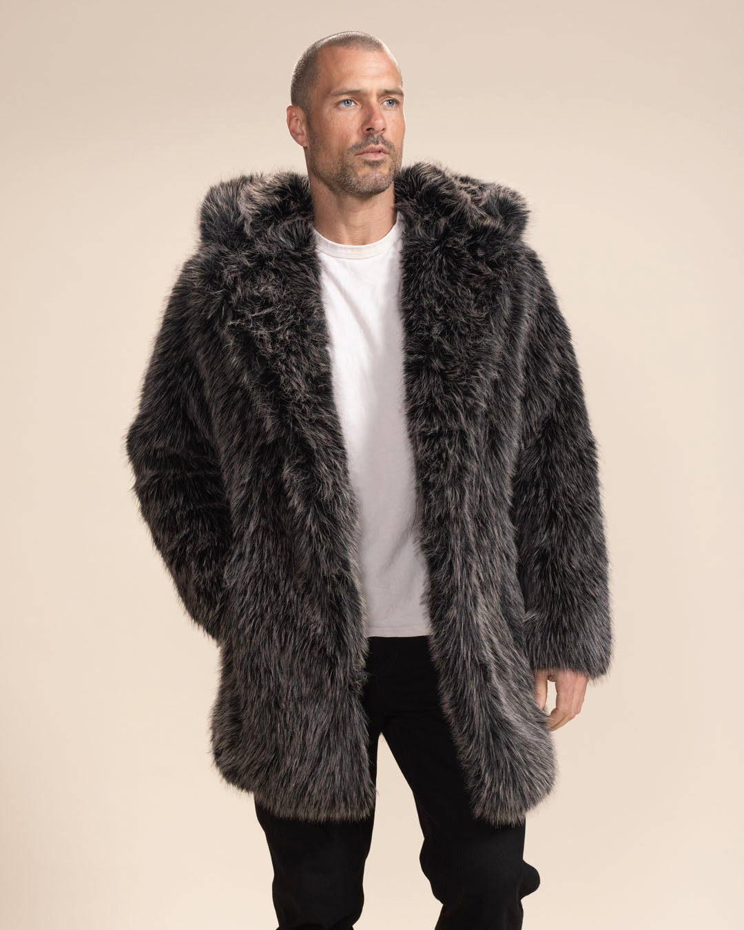 Mackenzie River Wolf Hooded Collector Edition Faux Fur Coat | Men&#39;s