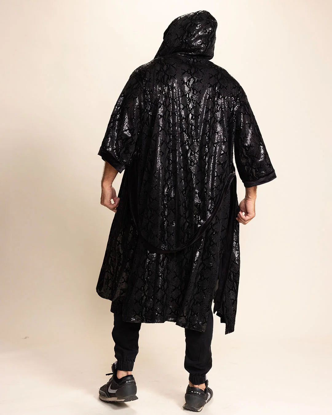 Men's Sequin Kimono | Black Snakeskin