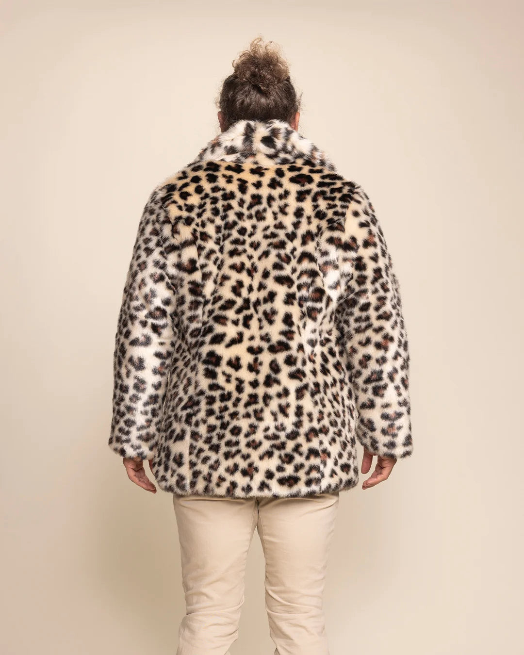 Limited edition men's leopard fur peacoat with less than 15 units produced for exclusive streetwear style.