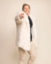 Men's white wolf classic coat by SpiritHoods, versatile unisex design with a relaxed fit.