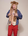 Man wearing African Golden Cat Luxe Faux Fur Collector Edition Hood, front view 4