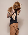 Men's African Golden Cat Faux Fur Shawl with Hood