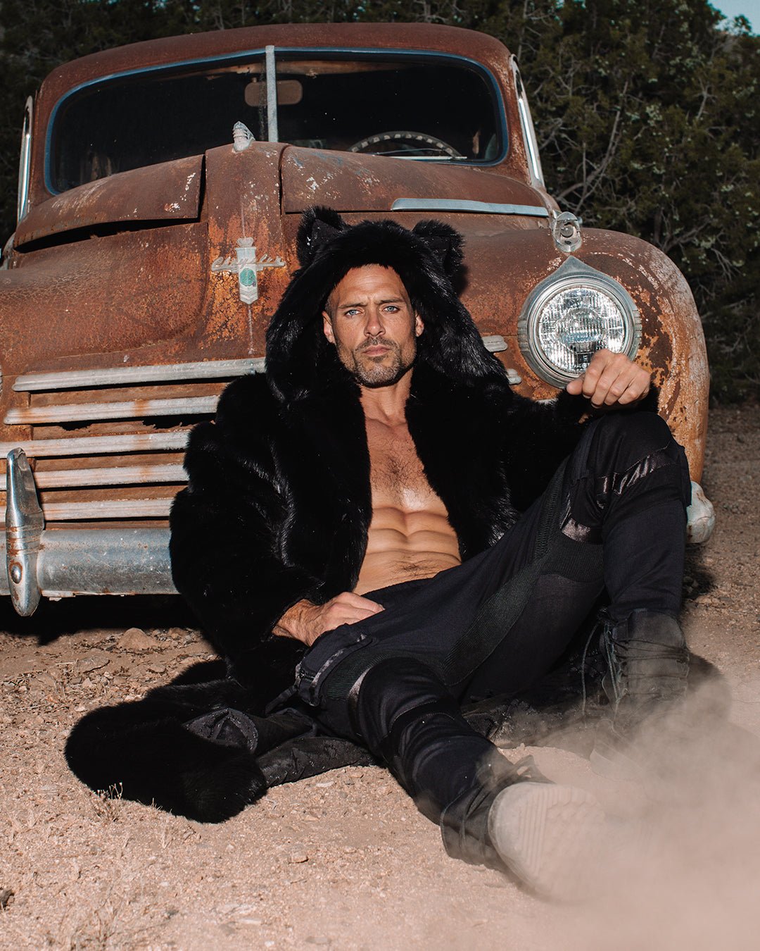 Classic Men's Long Faux Fur Coat | Black Panther