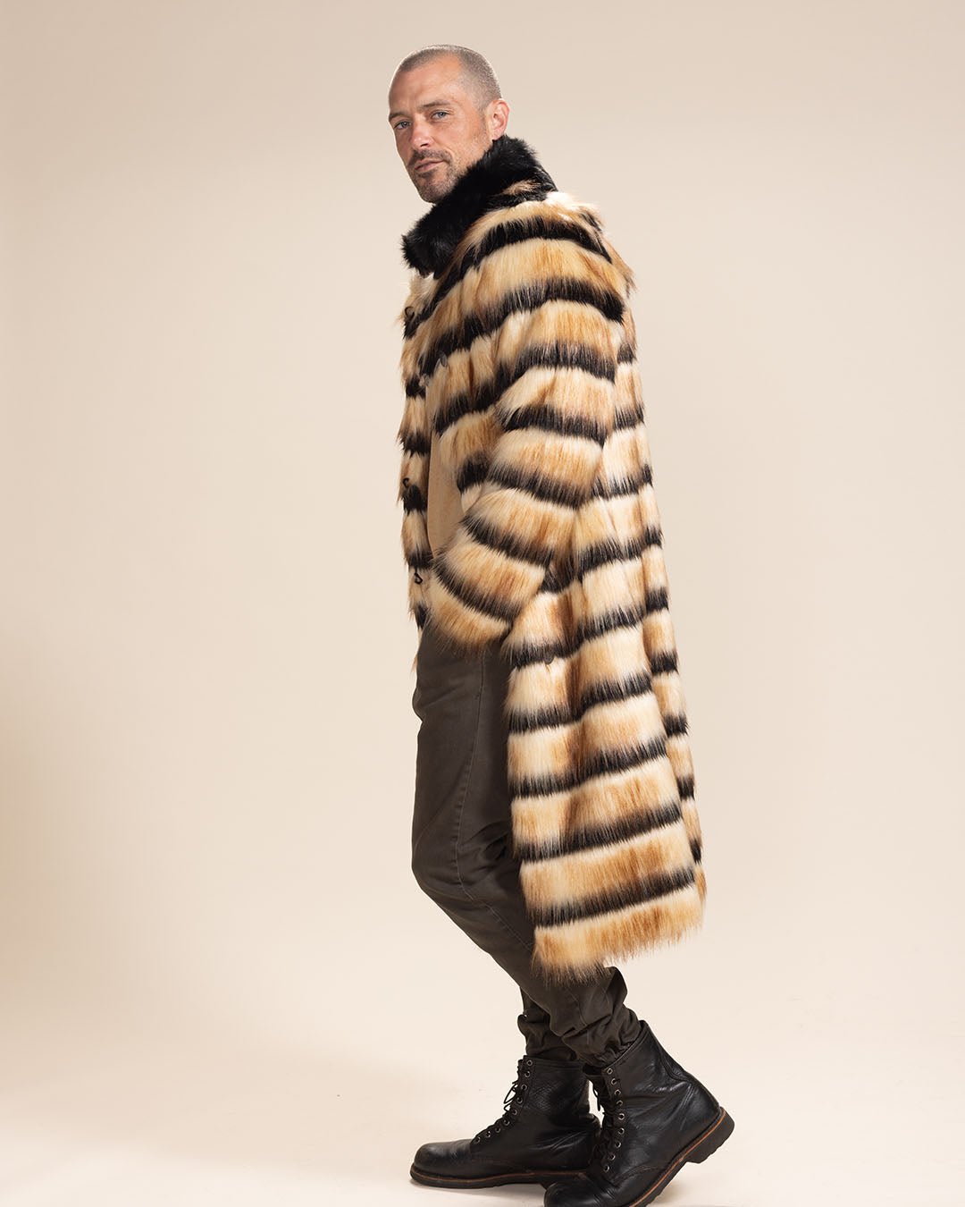 Striped fur jacket deals