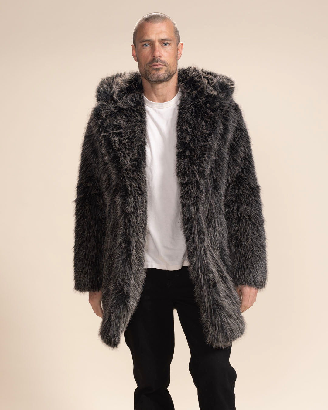 Mackenzie River Wolf Hooded Collector Edition Faux Fur Coat | Men's
