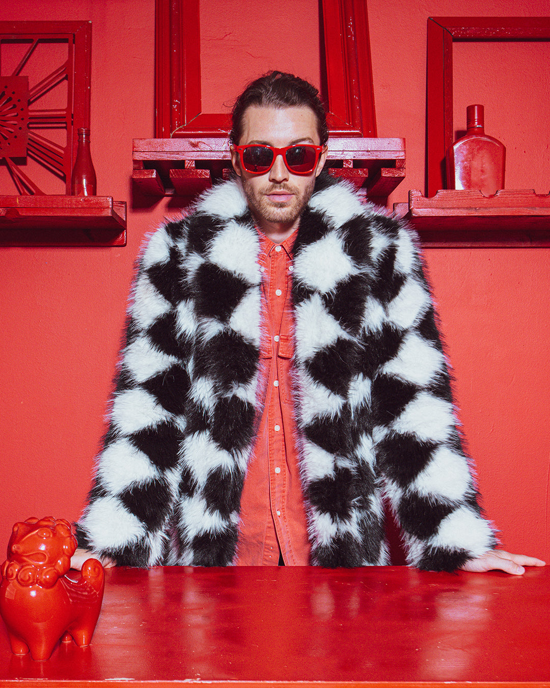Ace of Diamonds Collector Edition Faux Fur Calf Length Coat | Men&#39;s