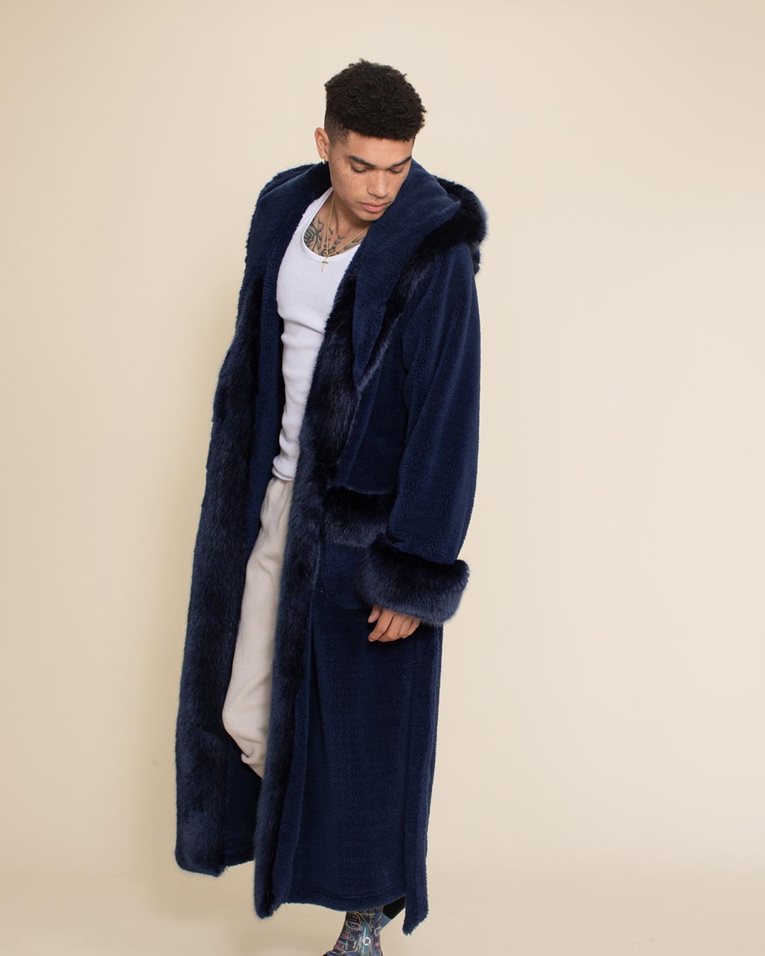 Men's Luxury Robe, Blue Luxury Bathrobe | Indigo Wolf S / Navy/Blue/Indigo Men's Luxury Robe, Blue Luxury Bathrobe | Indigo Wolf S / Navy/Blue/Indigo