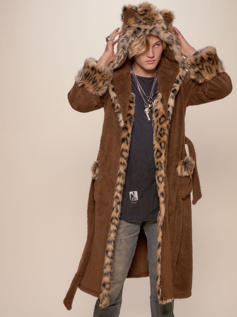 Man wearing Classic Leopard Faux Fur House Robe