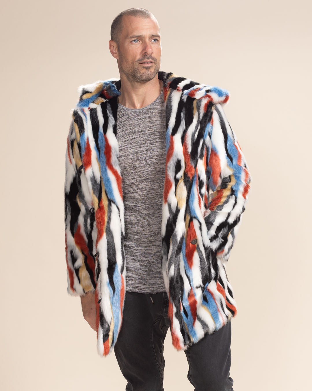 Men Rabbit Coat Men's Faux Fur Coat with Hood | Lucky Rabbit - SpiritHoods
