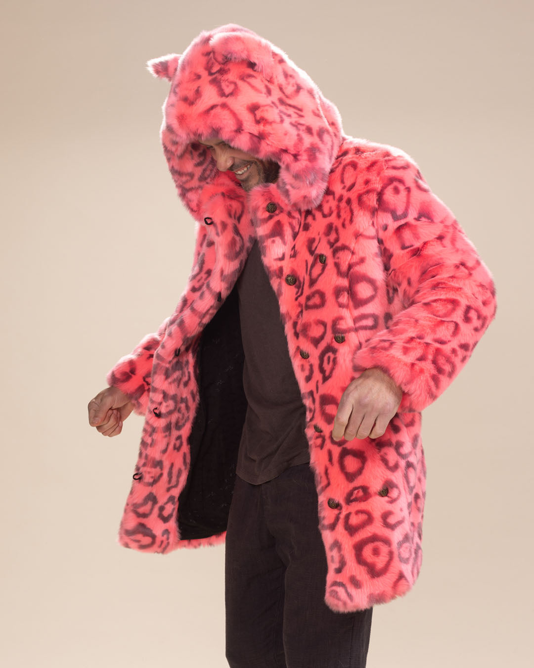 Hot Pink Leopard Classic Collector Edition Faux Fur Coat | Men's