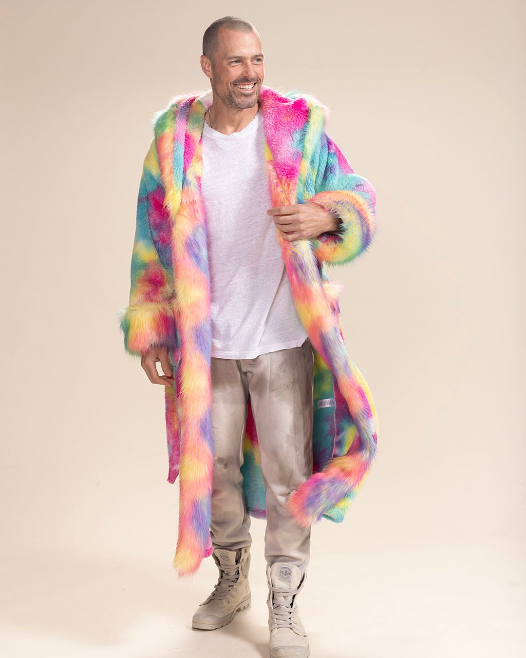 Fether Robe Men Men's Luxury Robe, Luxury Bathrobe | Rainbow Bear - SpiritHoods
