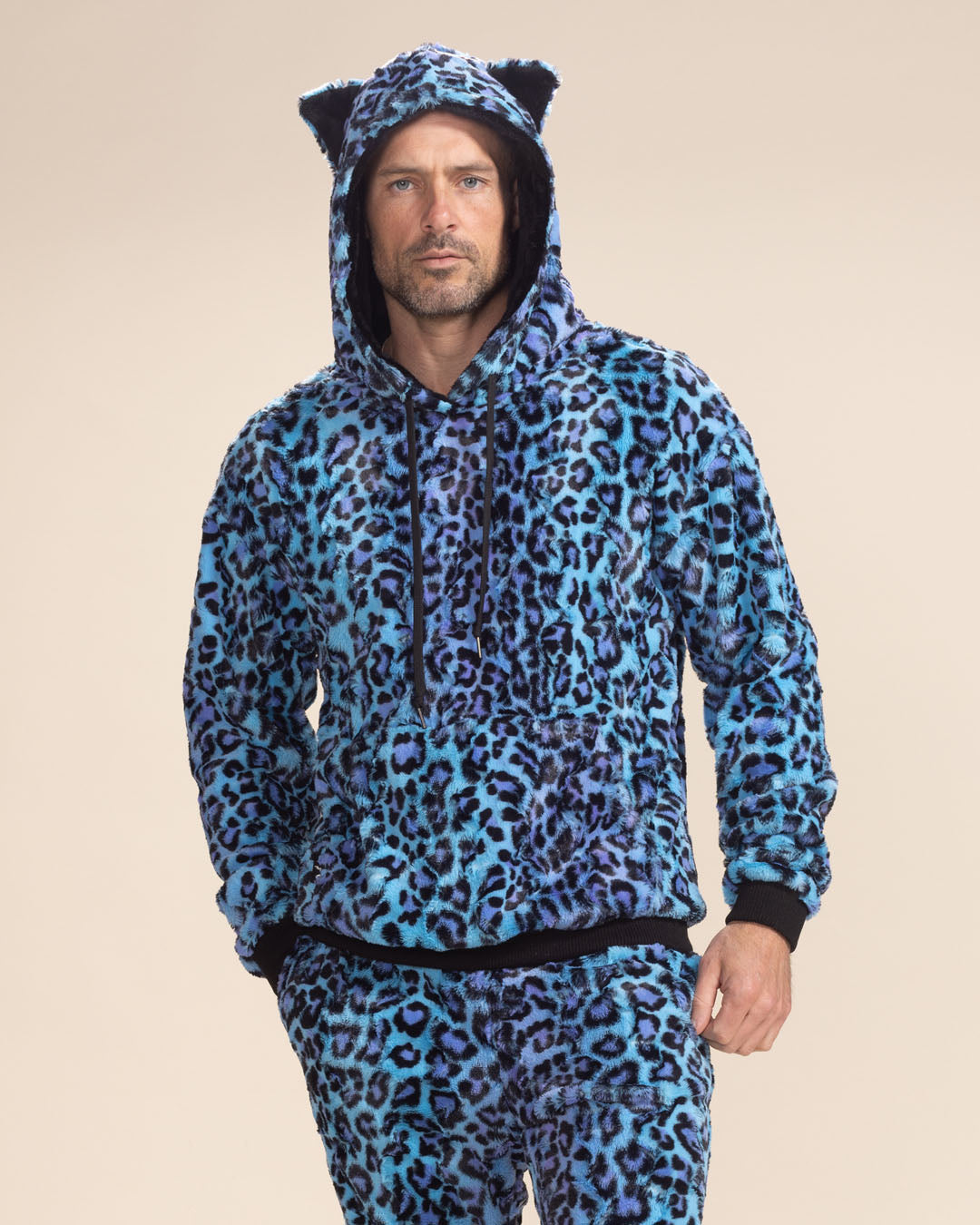 Electric Blue Lynx Classic Collector Edition Ultra Soft Faux Fur Hoodie | Men&#39;s