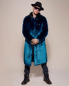 Man wearing Royal Wolf Luxe Calf Length Faux Fur Coat, front view 3